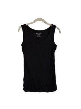 Motherhood Maternity Ribbed Scoop Neck Tank Top in Black - Size Small